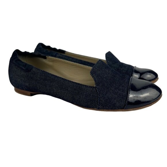 AGL Flat Denim Patent Leather Cap Toe Dark Blue size 5 - Picture 1 of 9